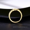 Luxury Moon & Stars S925 Silver Clear Cubic Zirconia Gold Plated Wedding Ring